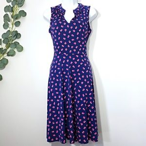 Leota Blue Fit and Flare Patterned Dress